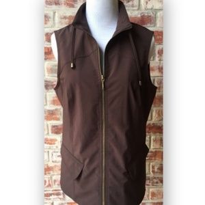 CHICOS Weekends Brown Zipper Vest 2 Women M Pocket
